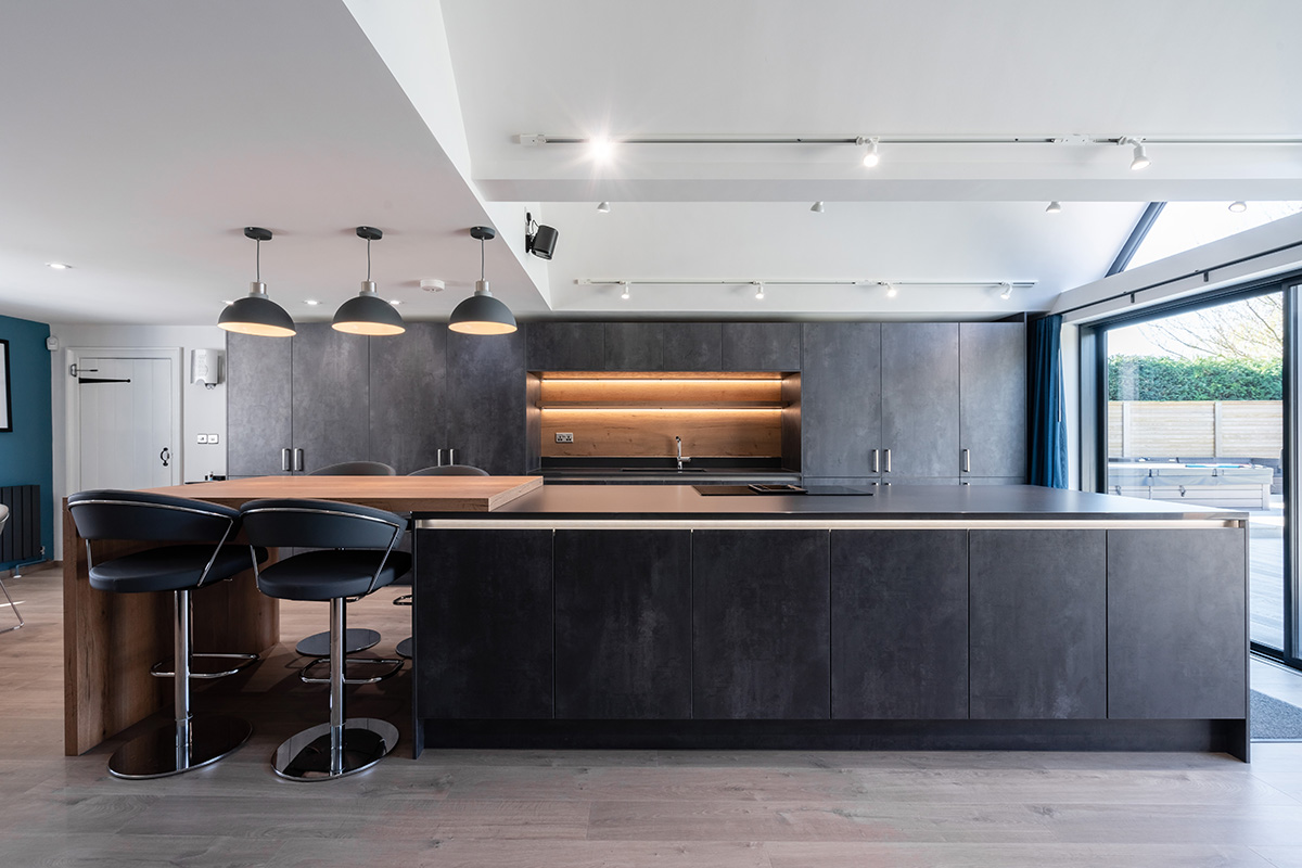 Project 184 — walnut and concrete kitchen, Lymington